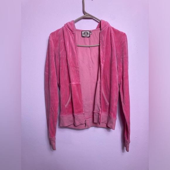 Juicy Couture Pink Hoodie Silver Logo Back Medium - Picture 5 of 6